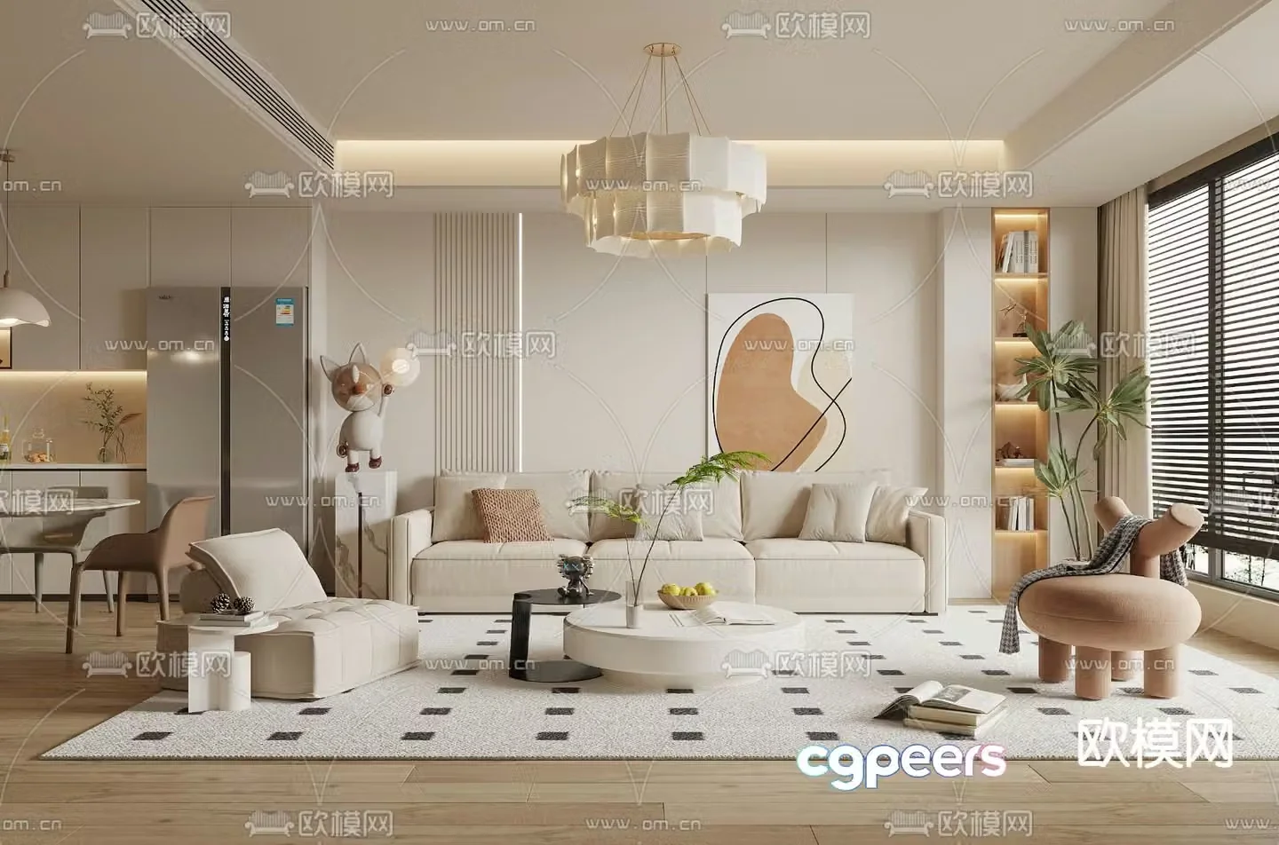 Creamy Style Restaurant 3D Model