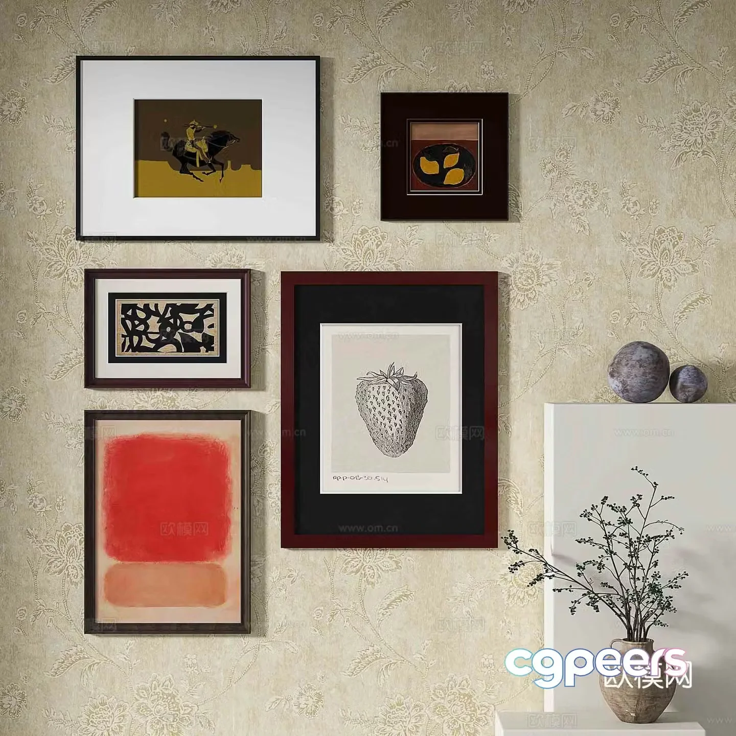 Simple European abstract painting decorative painting 3d model