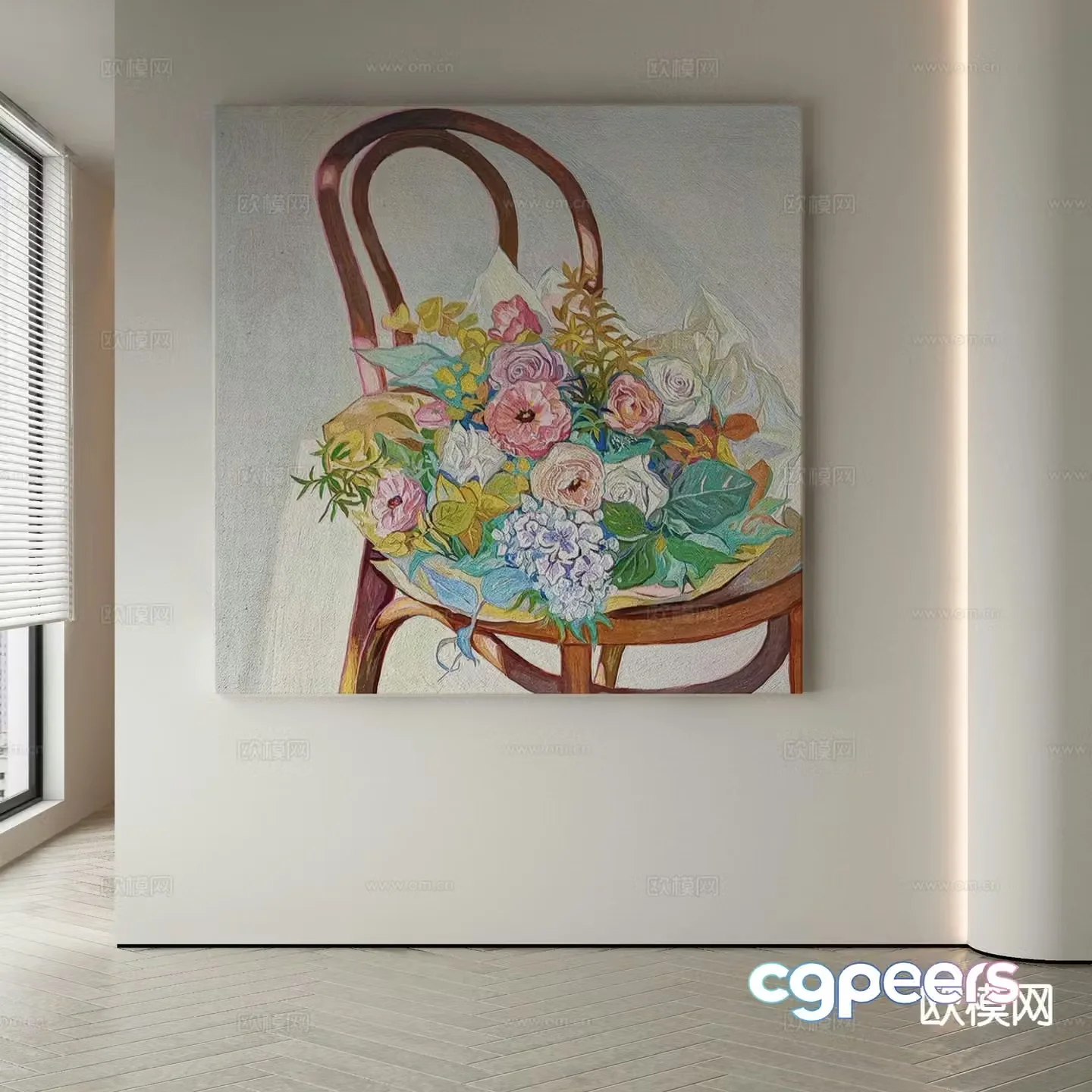 Wabi-sabi art painting flower painting decorative painting 3d model