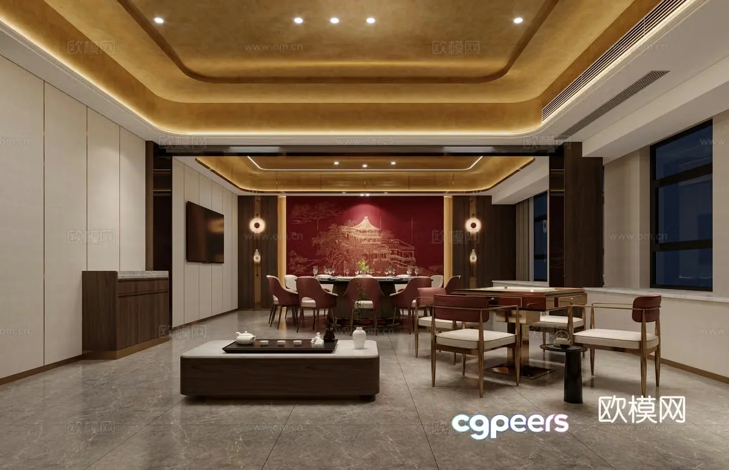 New Chinese style catering private room 3d model 3d model