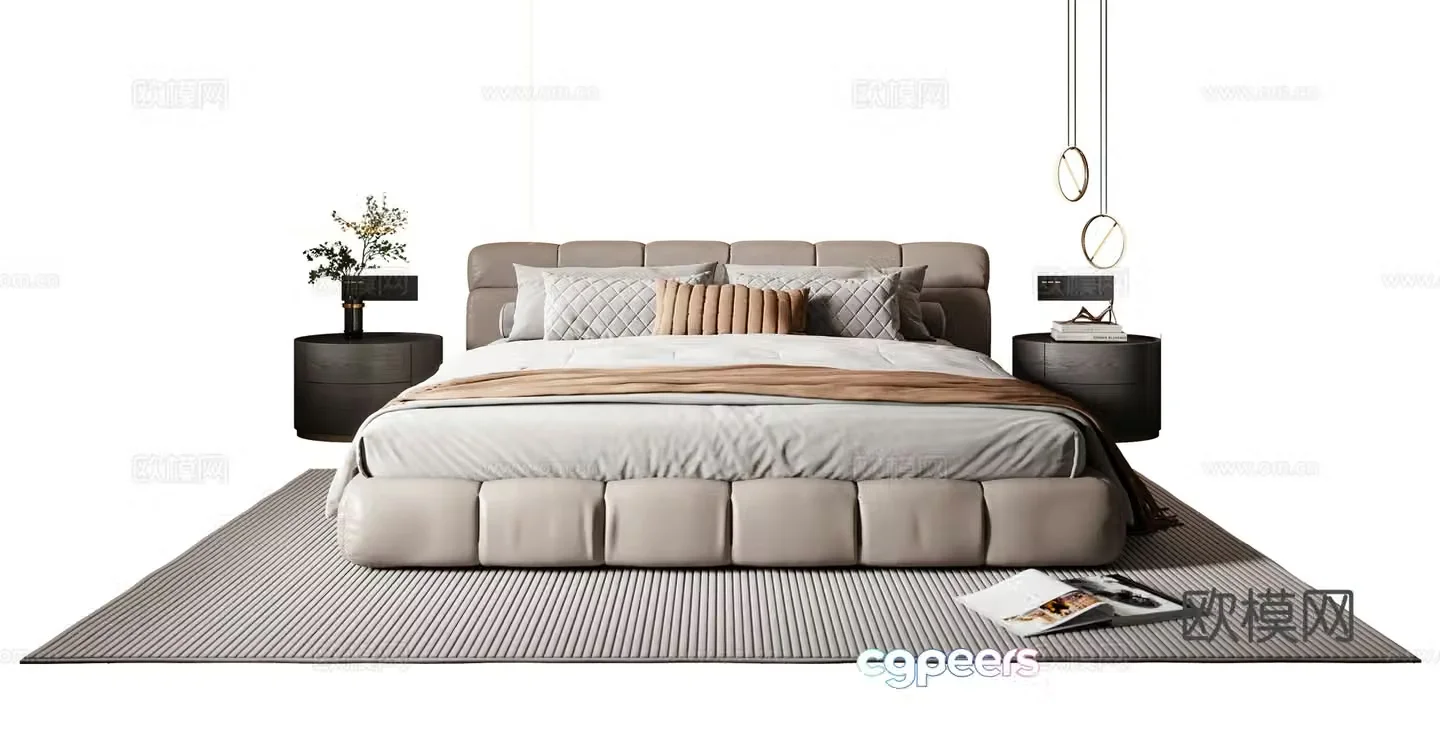 Italian double bed 3d model