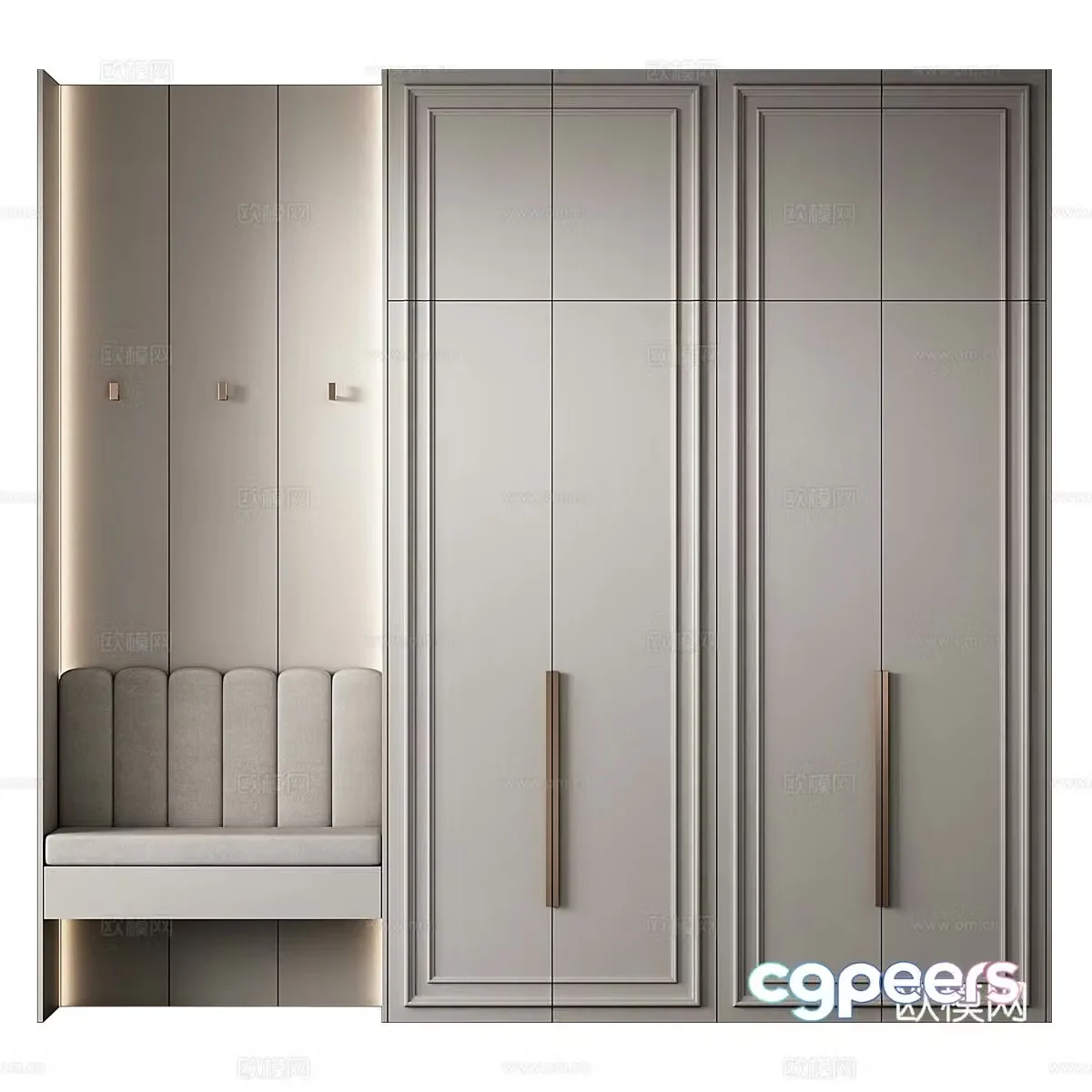 Modern cream style shoe cabinet 3d model