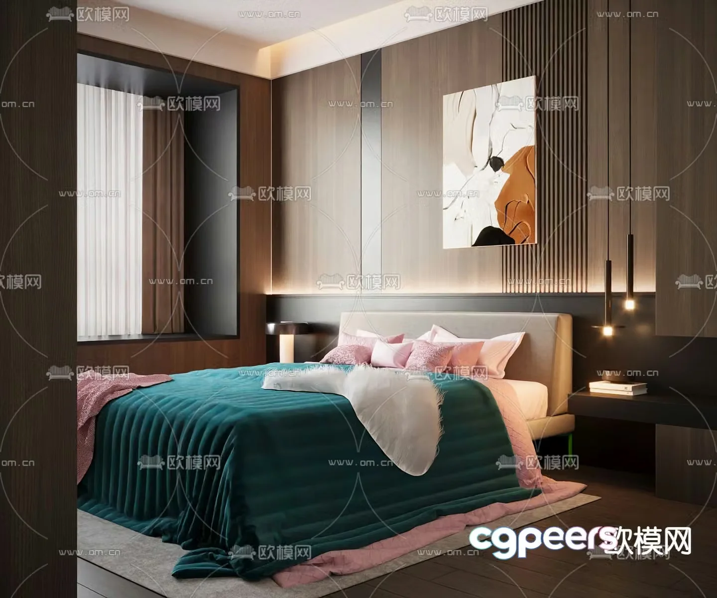 Italian double bed 3d model