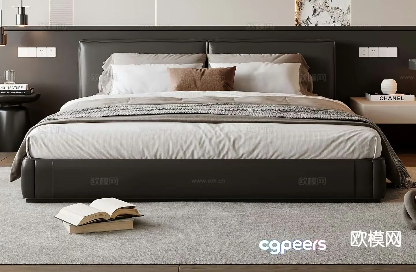 Italian double bed 3d model