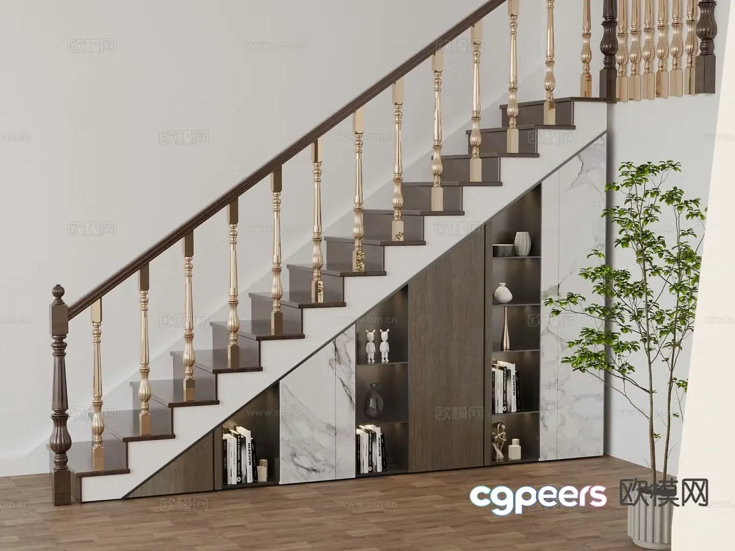 Simple European staircase cabinet staircase 3d model