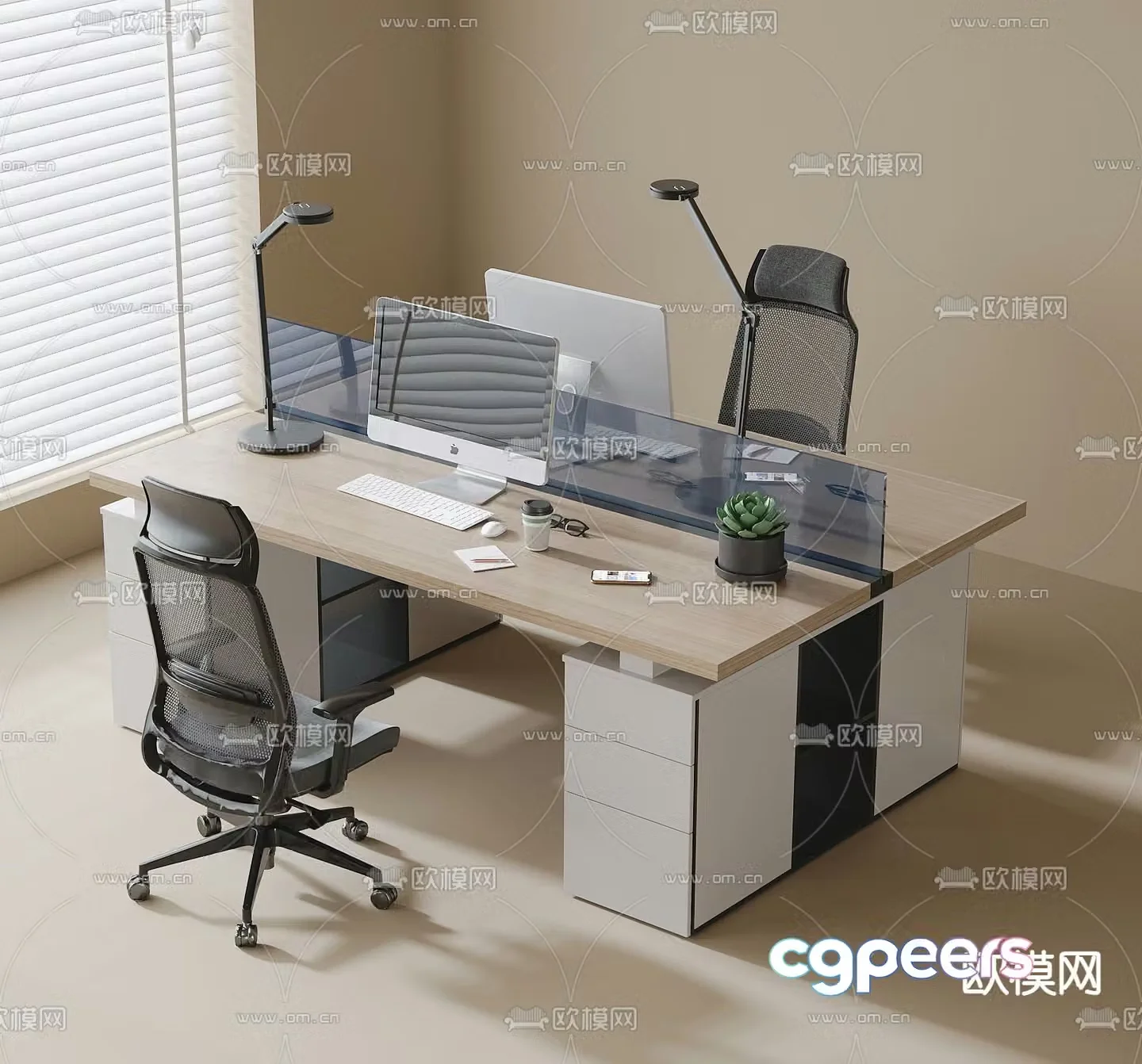 Card space desk workstation 3D model