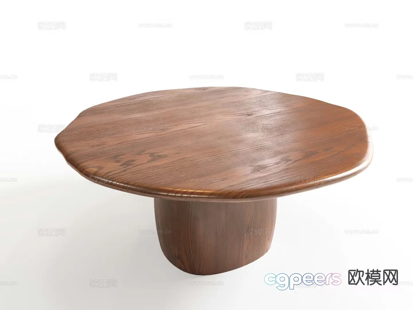 Wabi-sabi style dining table 3D model of log dining table