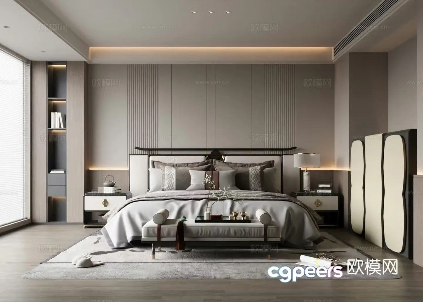 New Chinese style home bedroom master bedroom bedroom without master light 3D model