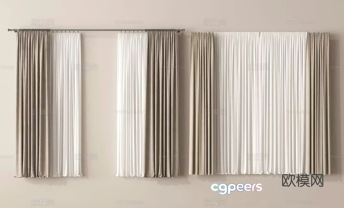 Plain curtain screen gauze curtain 3d model