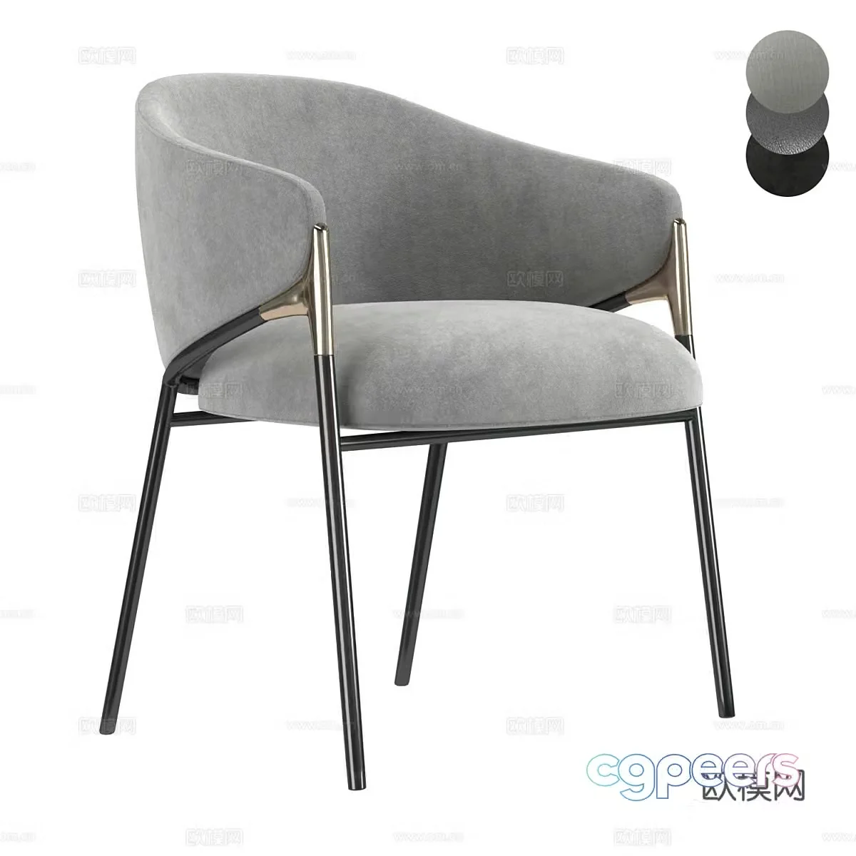 Modern Italian light luxury armchair 3d model