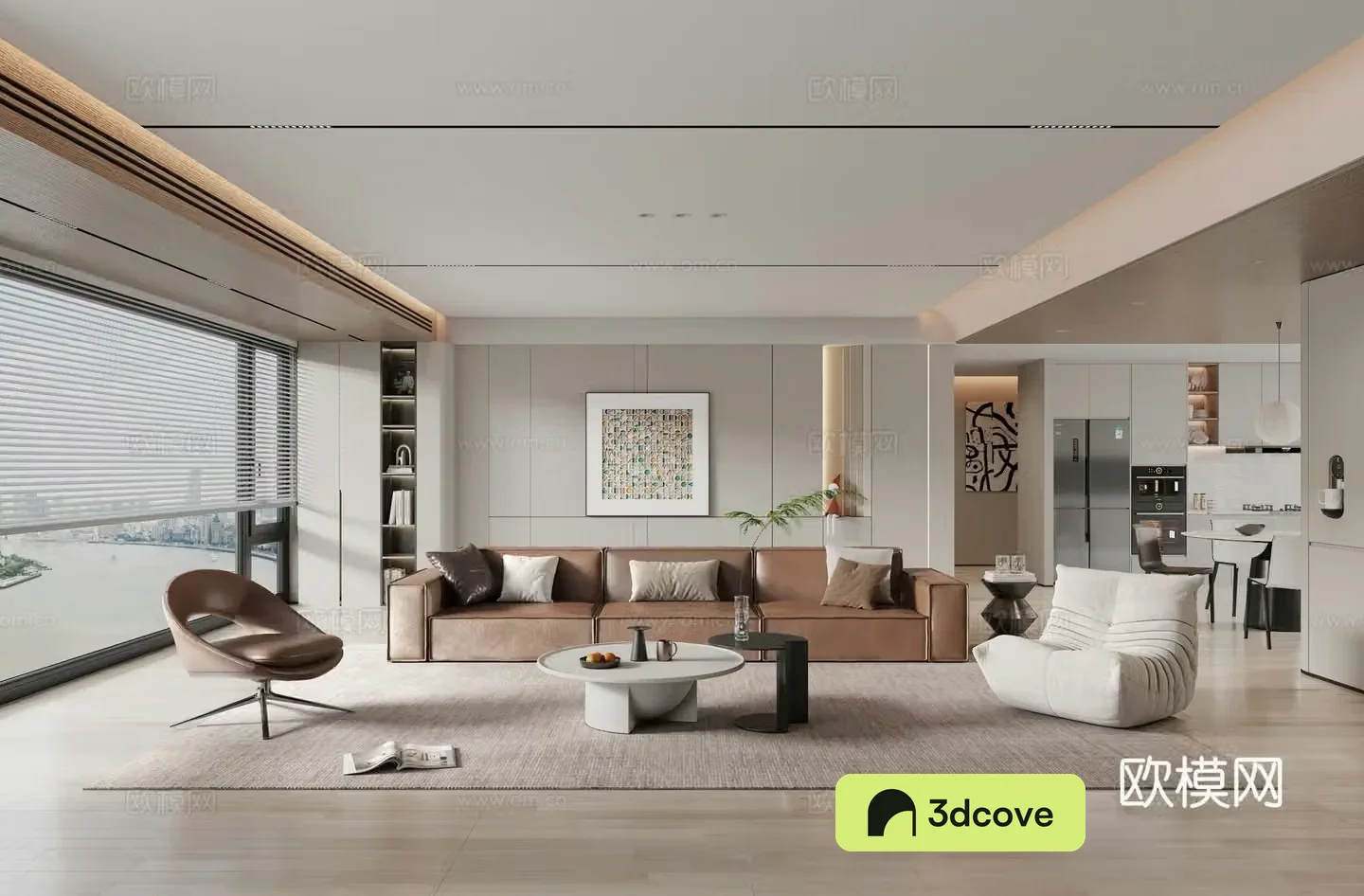 Modern home living room sofa coffee table combination single sofa lazy sofa potted plant vase
