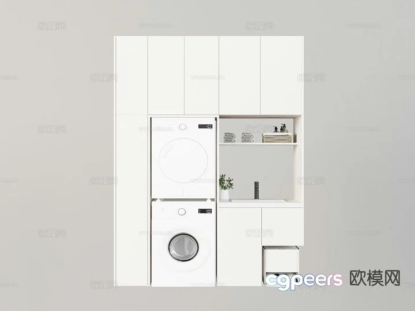 Modern balcony cabinet laundry cabinet 3d model