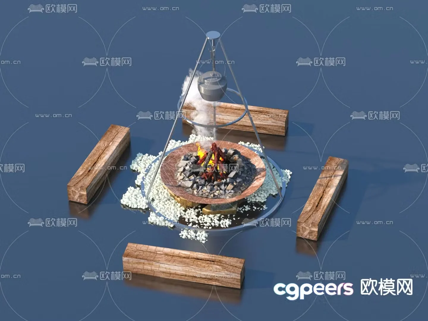 Outdoor sketch bonfire fire 3d model