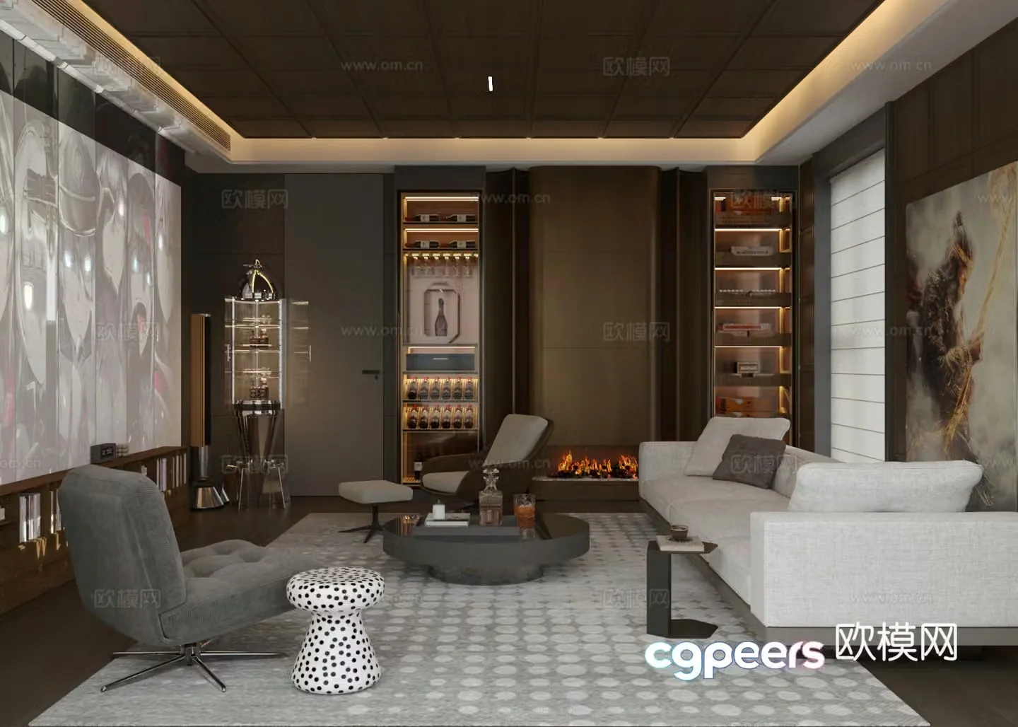 Modern Italian wine cellar Light luxury Italian wine cellar Italian entertainment room Home audio and video room Cigar area 3D model