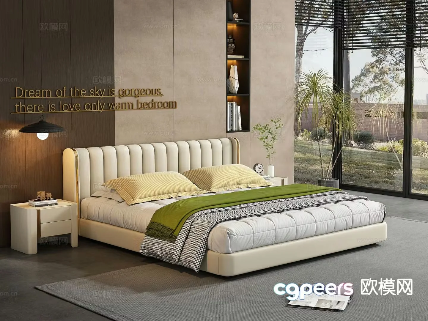 Italian double bed 3d model