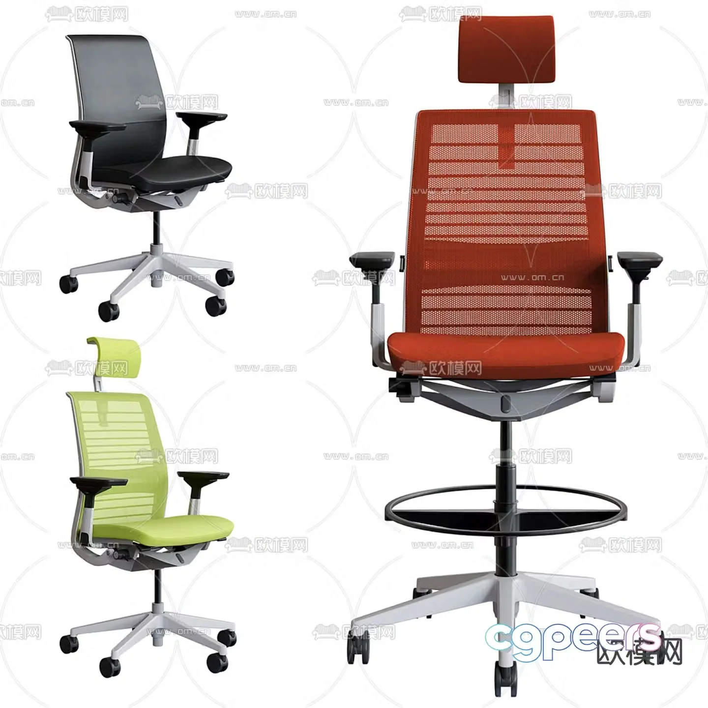 Steelcase office chair staff chair 3d model