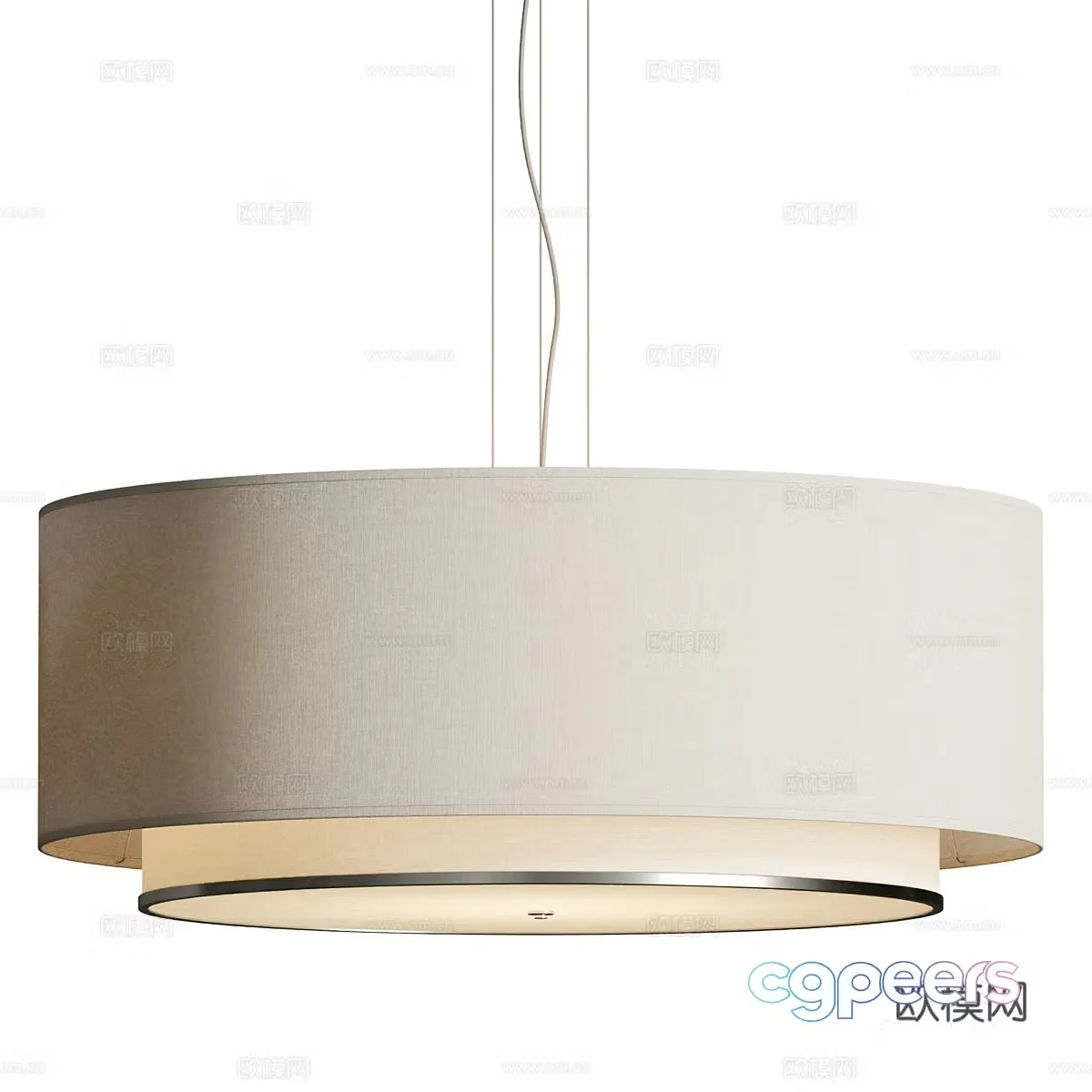 New Chinese AFX Dayton Dimming Fabric Chandelier 3D Model