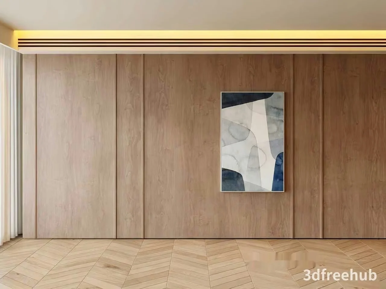 Modern Wood Paneling 3D Model – 19234 – VRAY Render