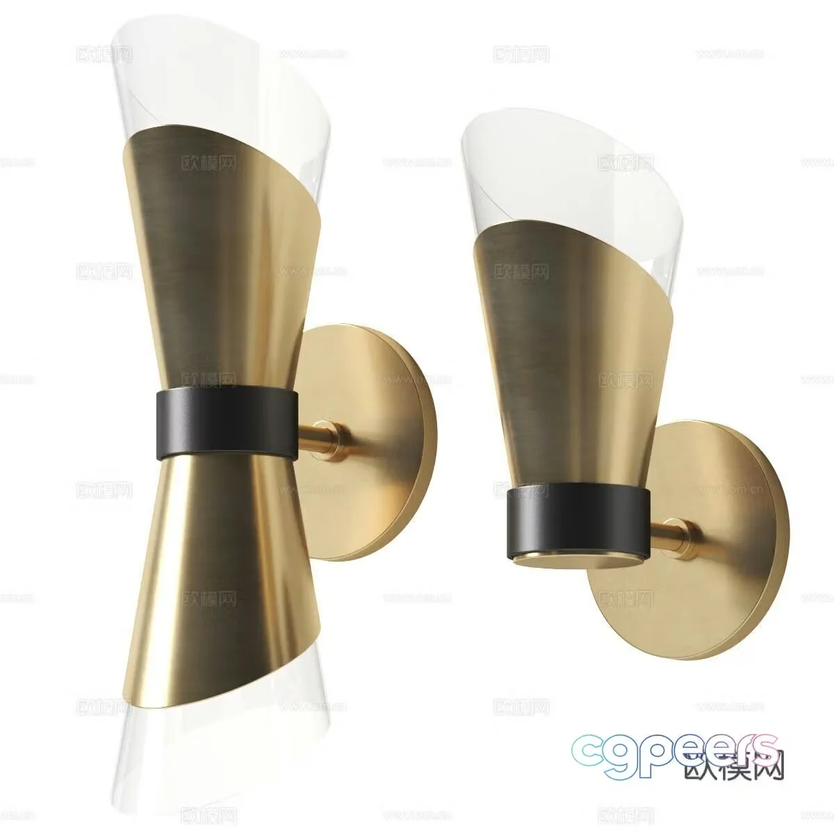 Modern light luxury metal wall lamp 3D model