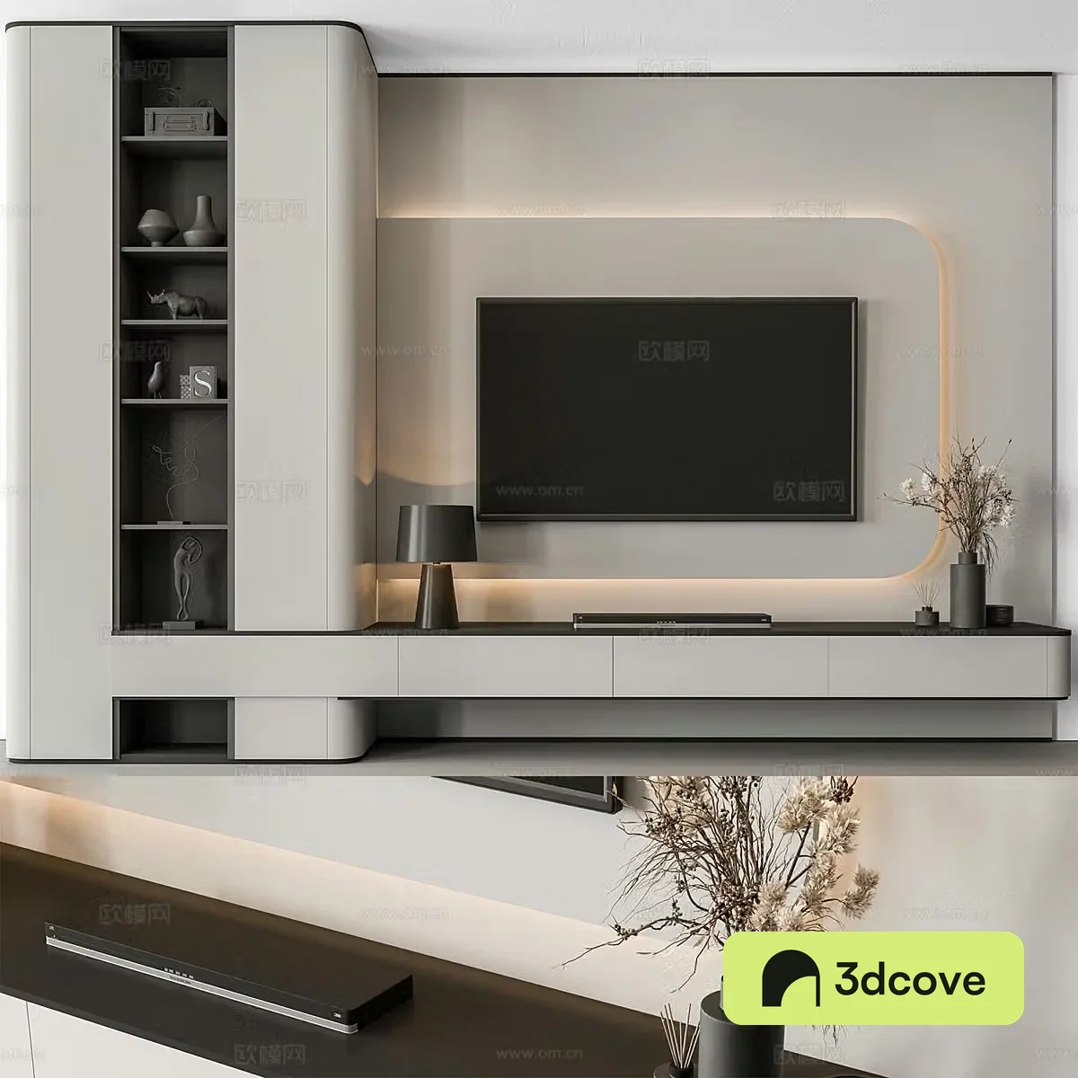 Modern cream style minimalist TV background wall