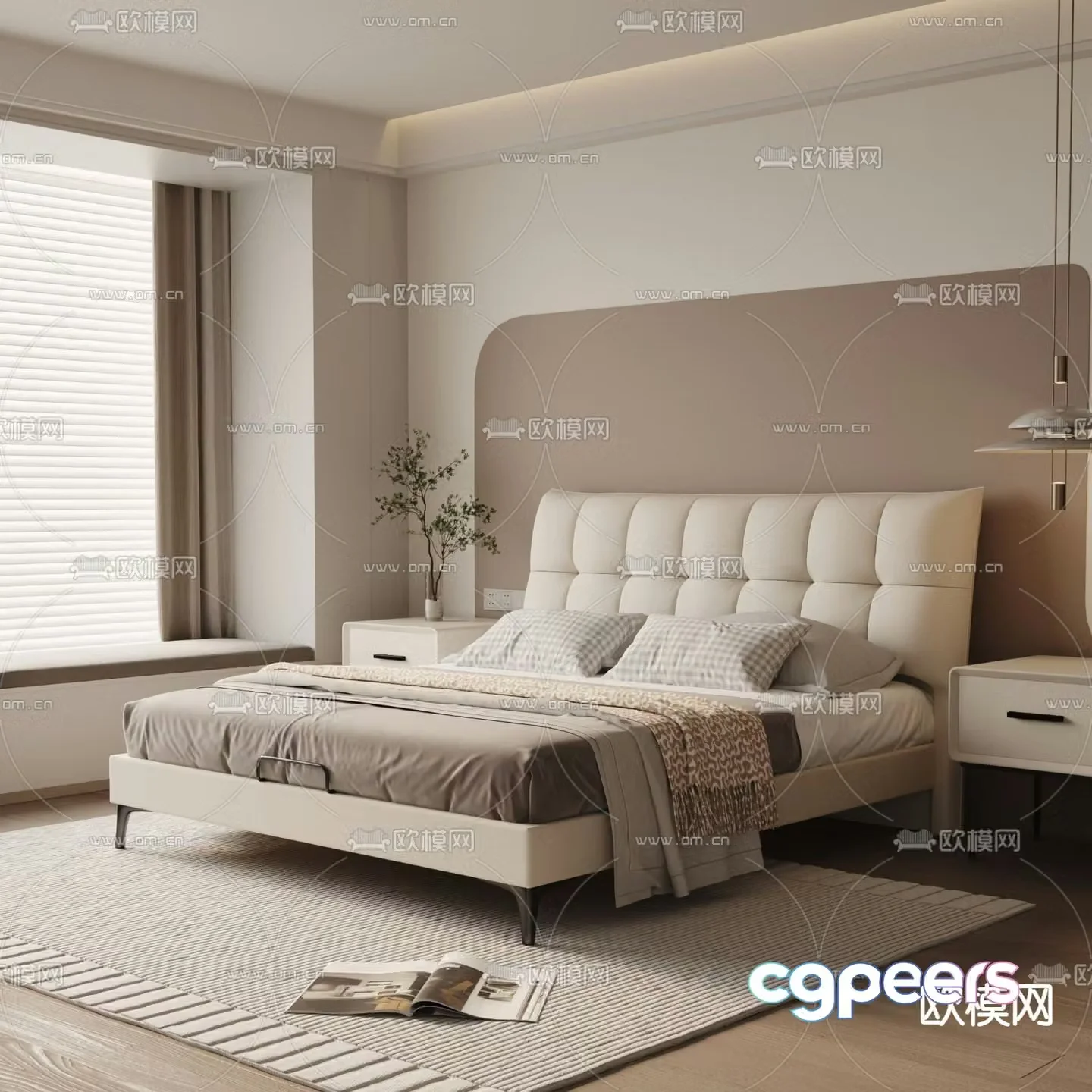 Modern double bed 3d model