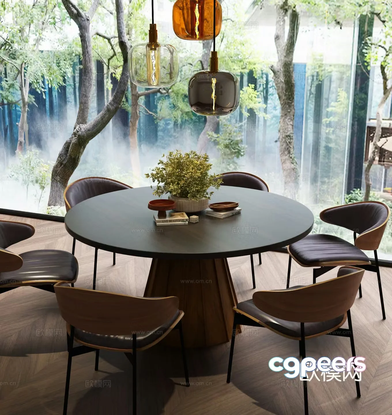 Modern dining table and chair combination Italian dining table and chair combination Modern Italian dining table and chair Italian minimalist 3D model