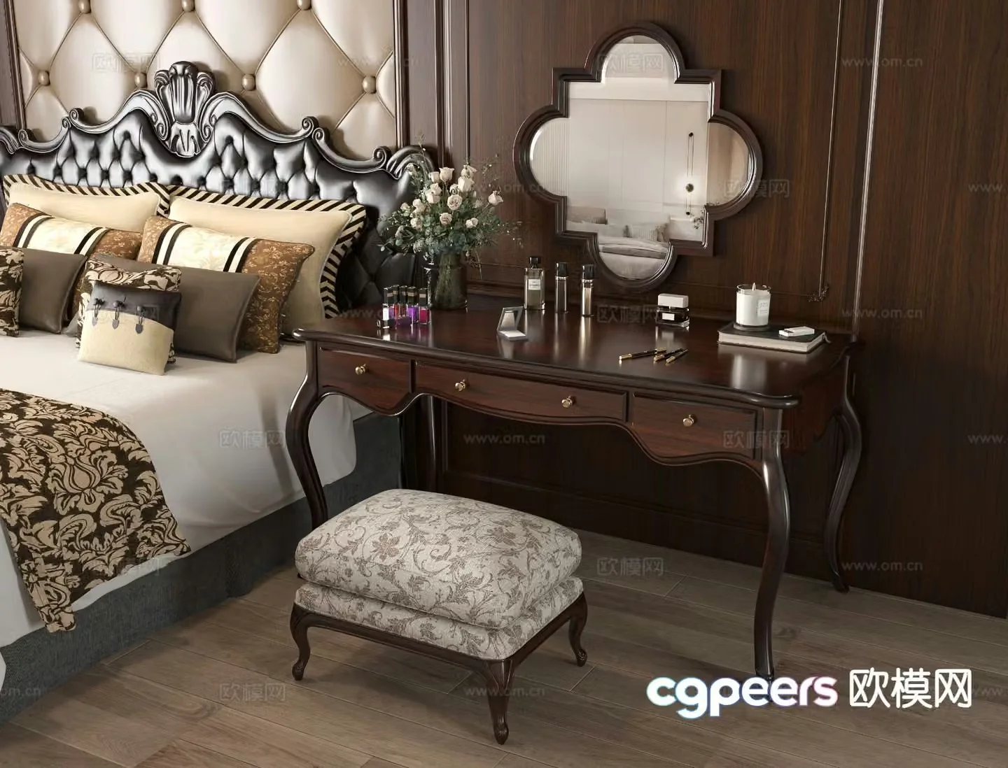 American dressing table stool 3D model
