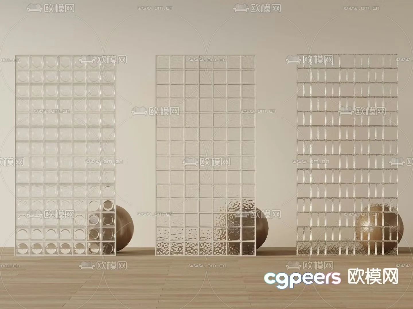 Glass brick partition entrance partition 3D model