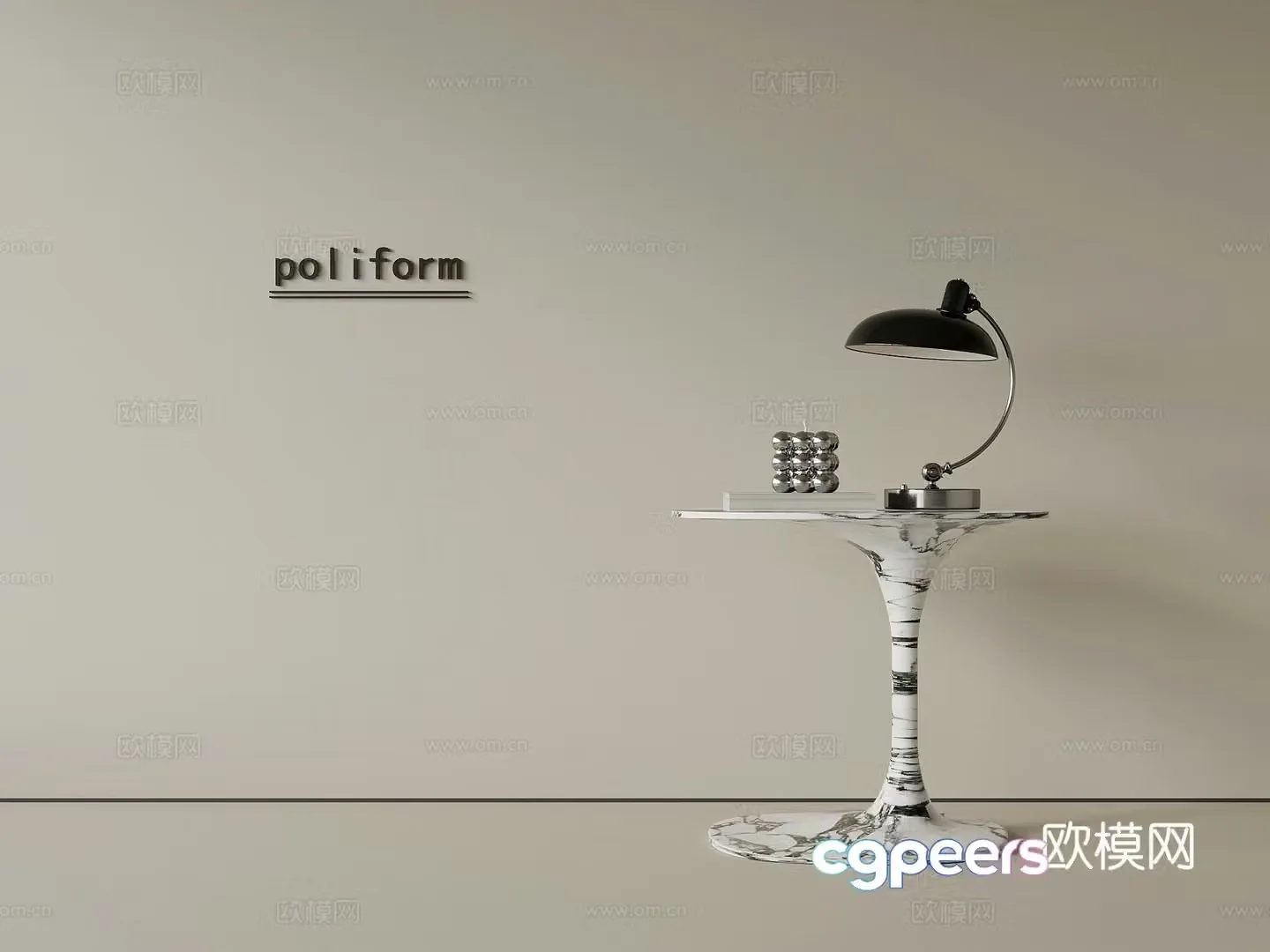 Modern simple side table table lamp ornament 3D model