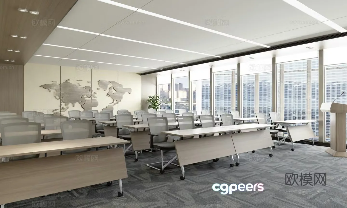 Modern training room conference room multifunctional classroom 3d model