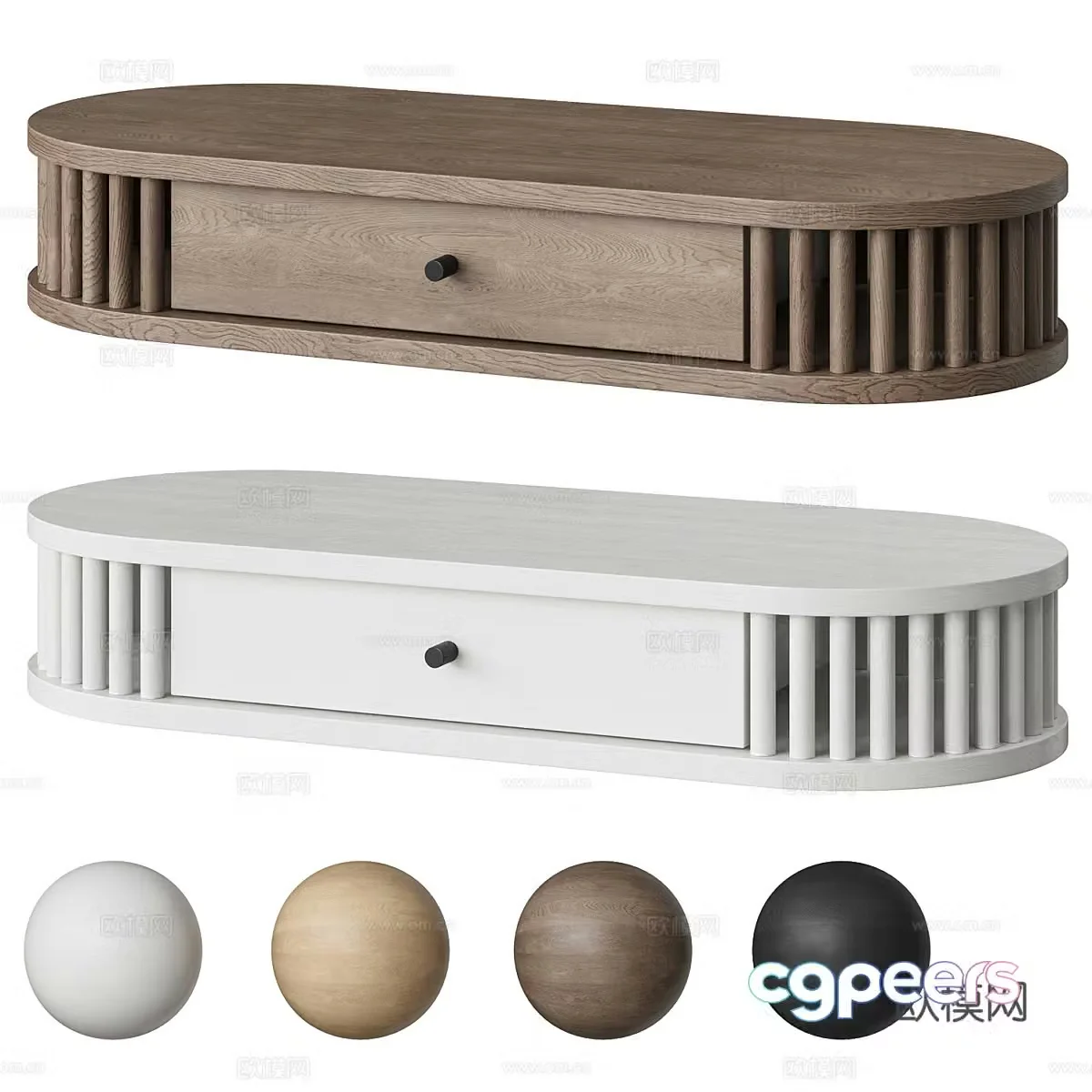 New Chinese oval wooden coffee table 3D model