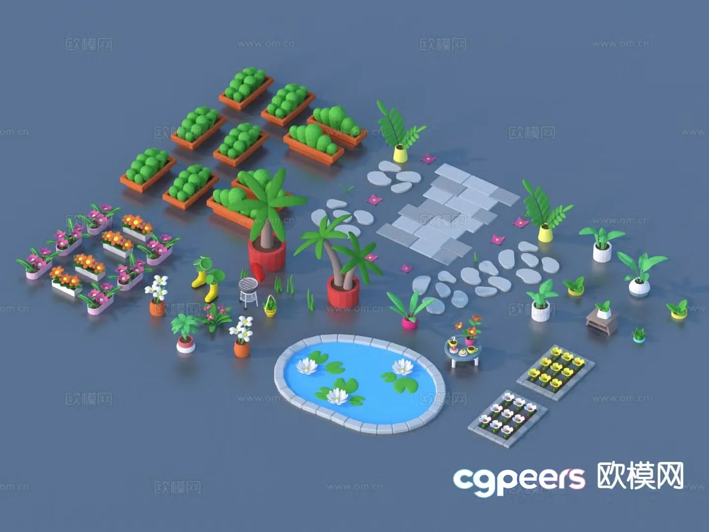 Cartoon flower plant sketch 3d model