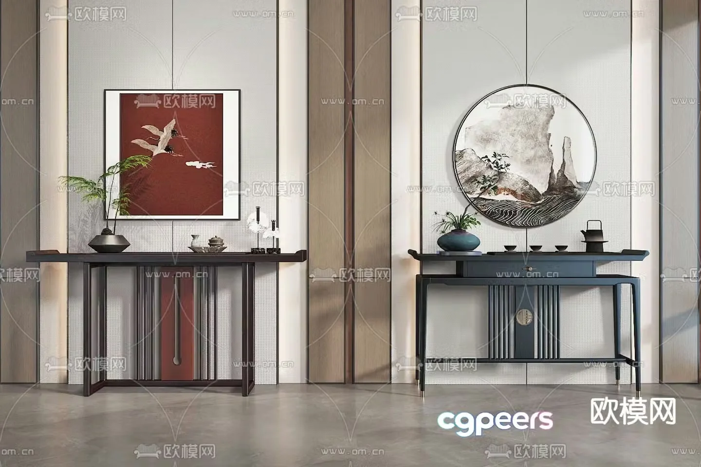 New Chinese style end viewing platform 3D model