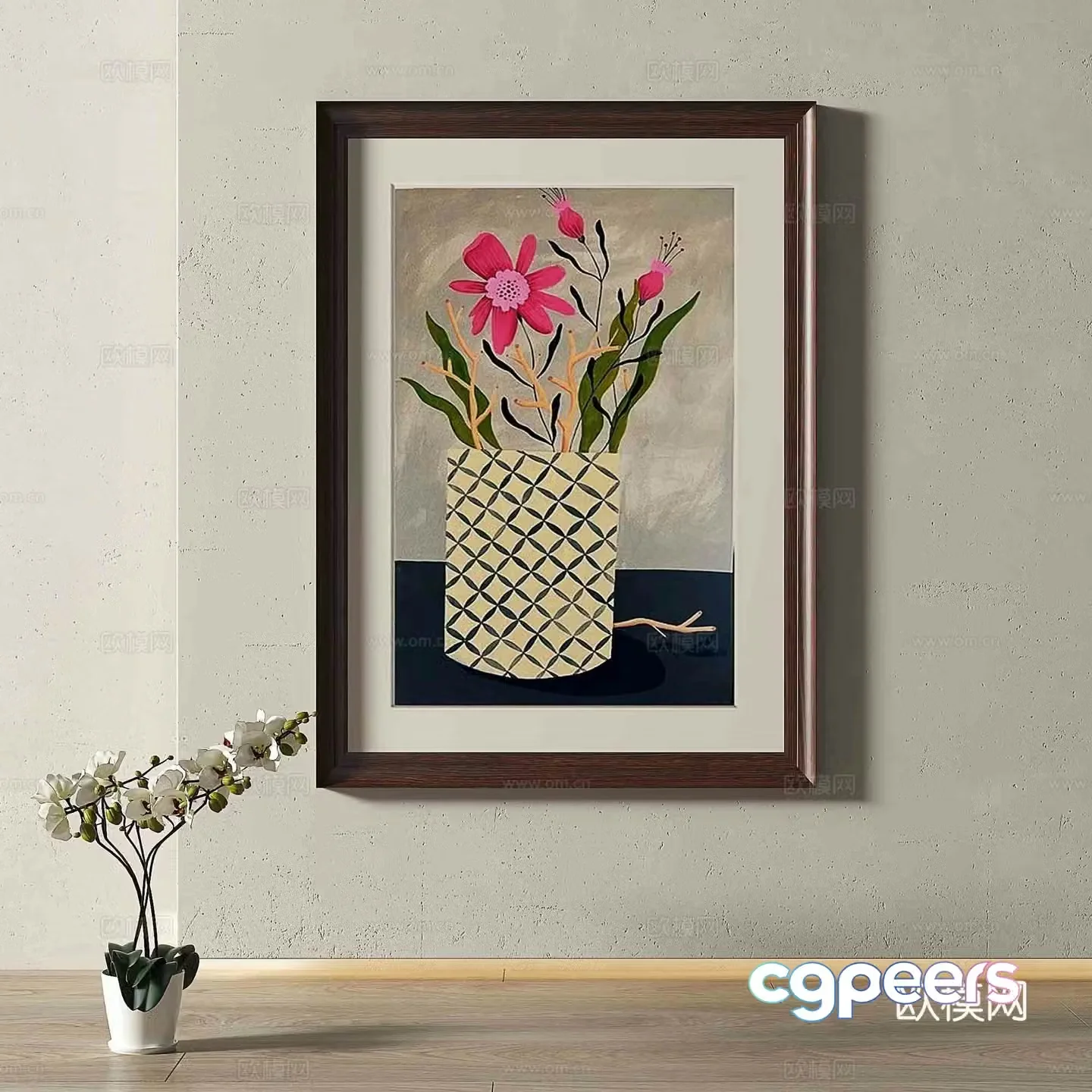 Modern European retro decorative painting 3d model
