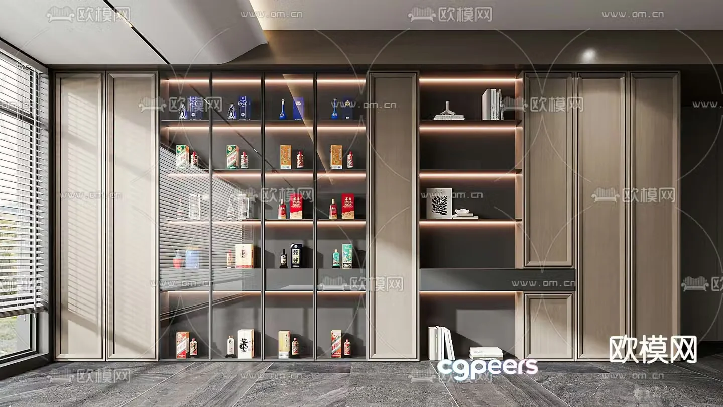 New Chinese style wine cabinet liquor cabinet decorative cabinet 3D model