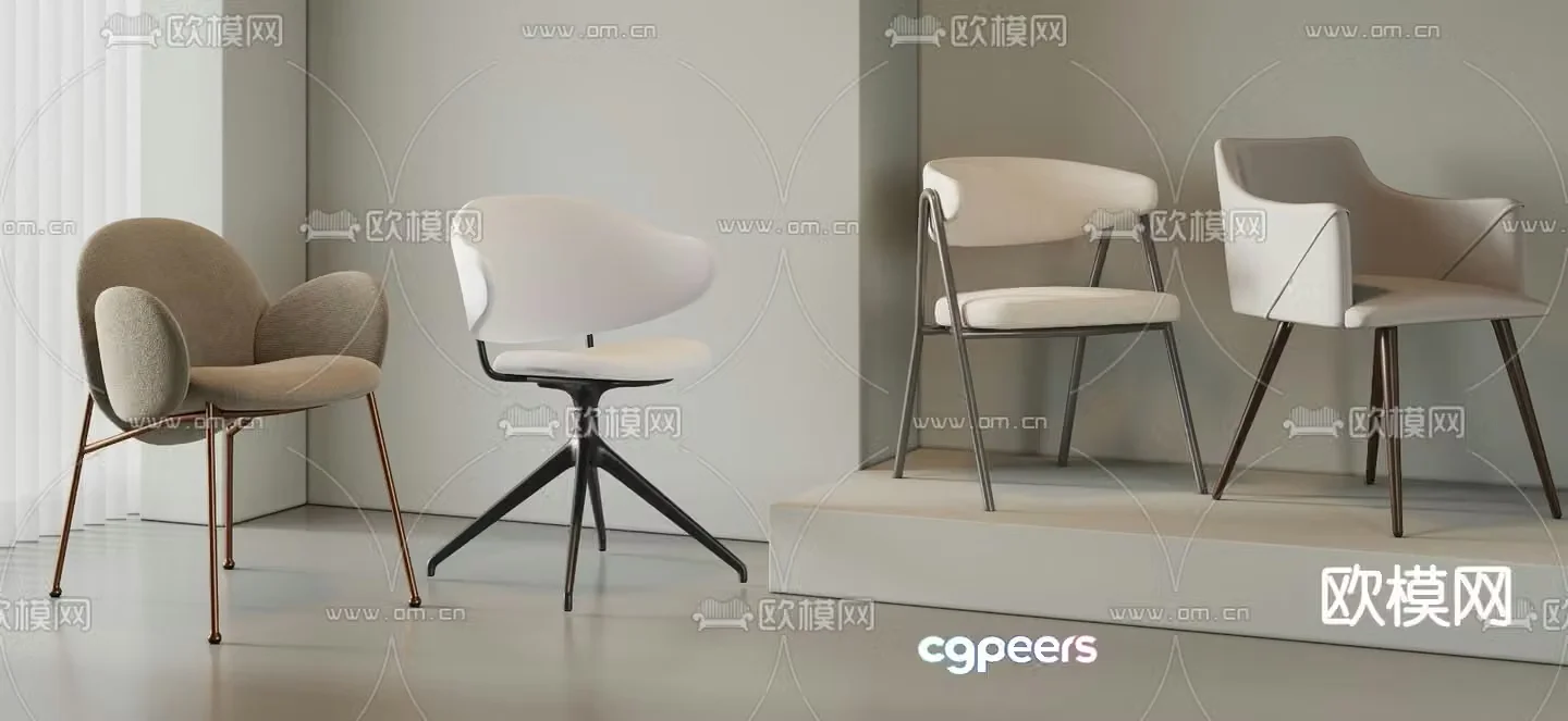 Modern chair dining chair single chair 3d model