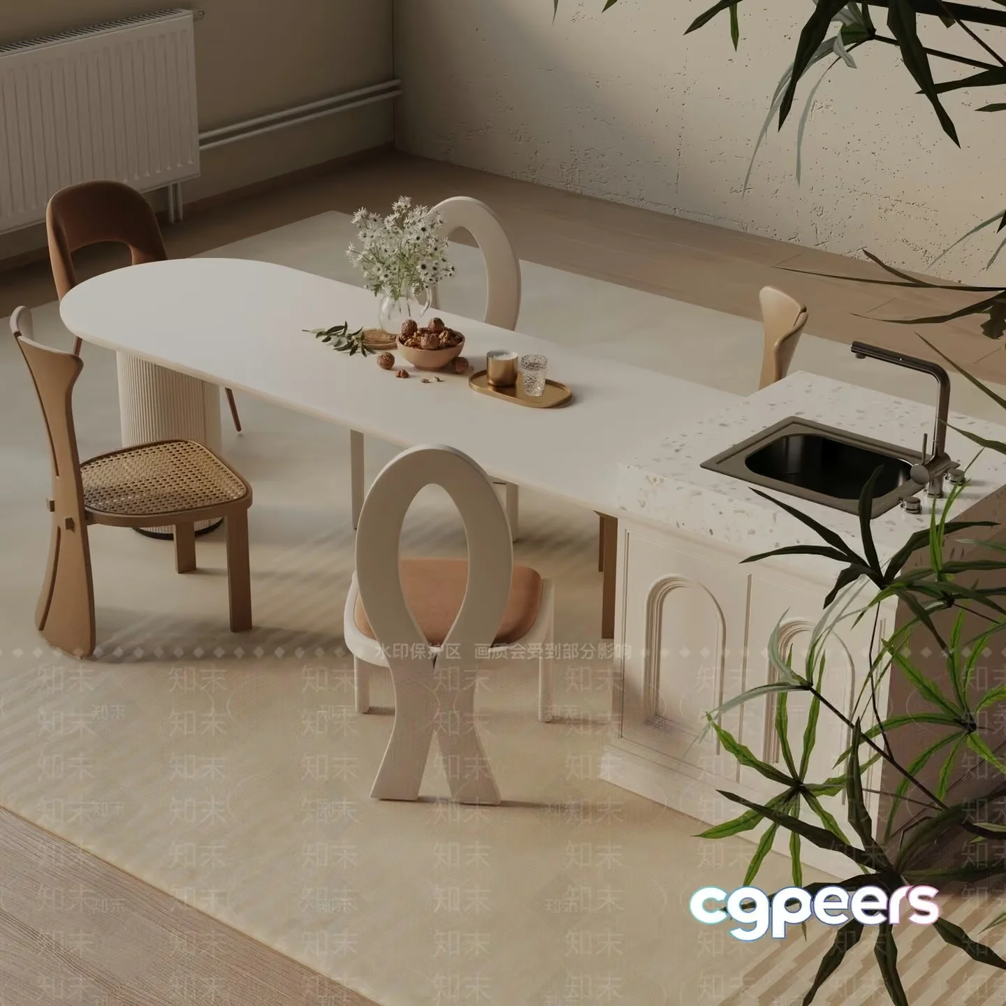 Modern Kitchen 3D Model – 6874 – VRAY Render