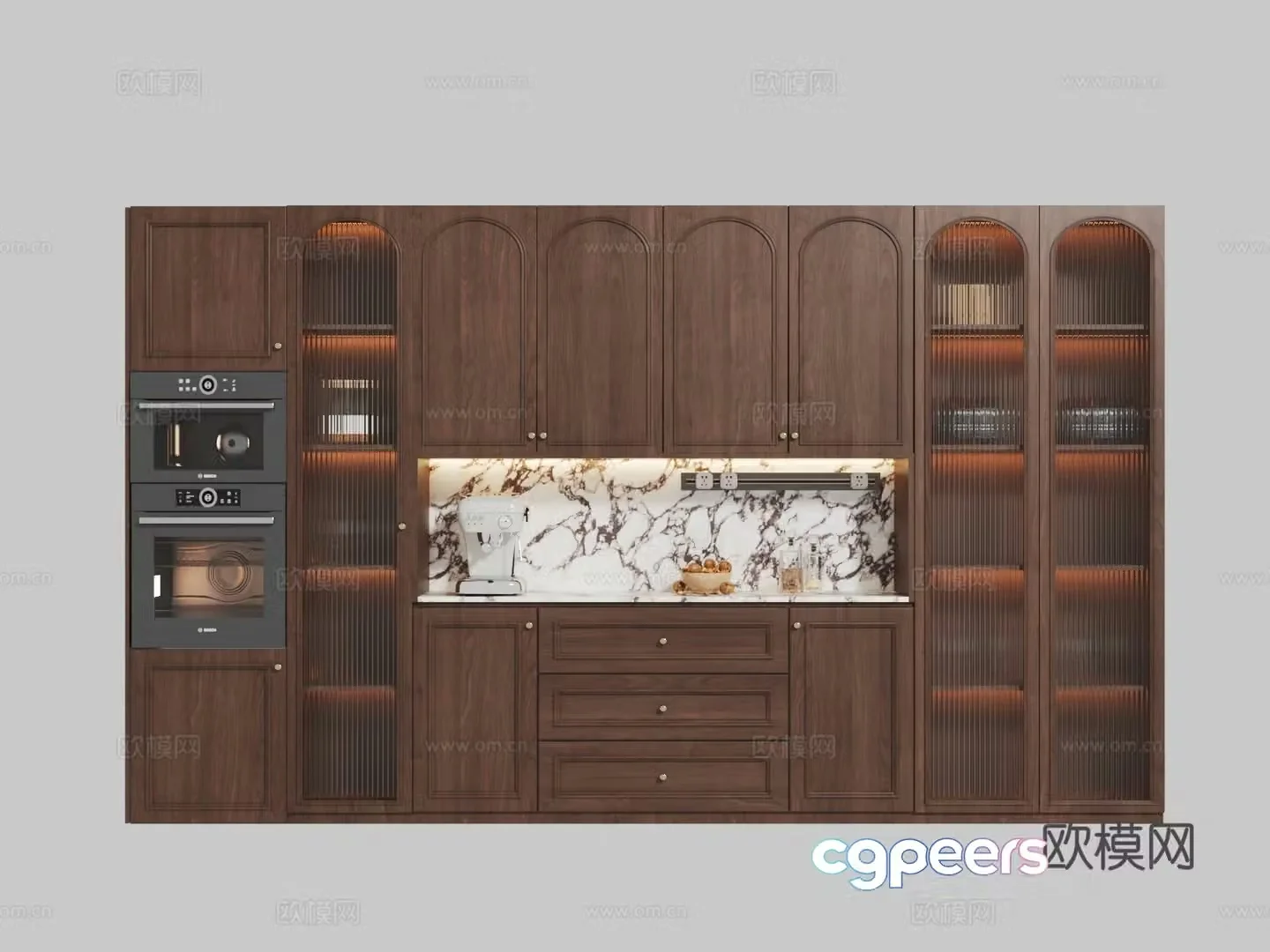 French medieval style wine cabinet 3D model