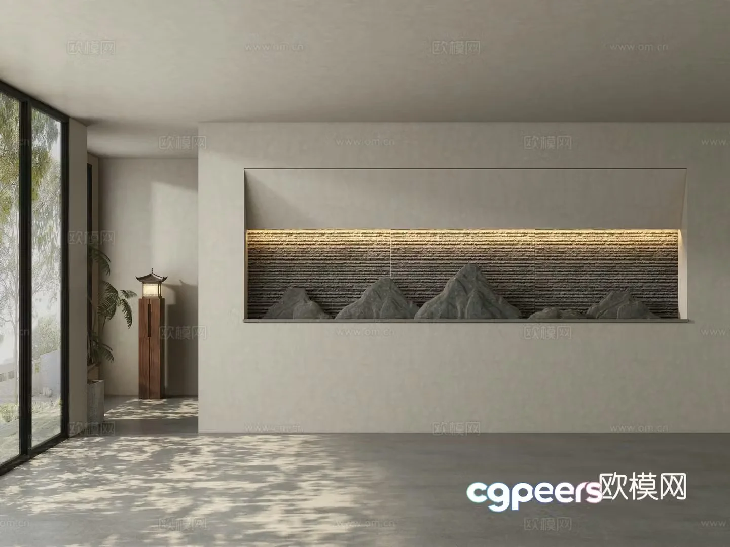 Modern tea room background wall 3d model