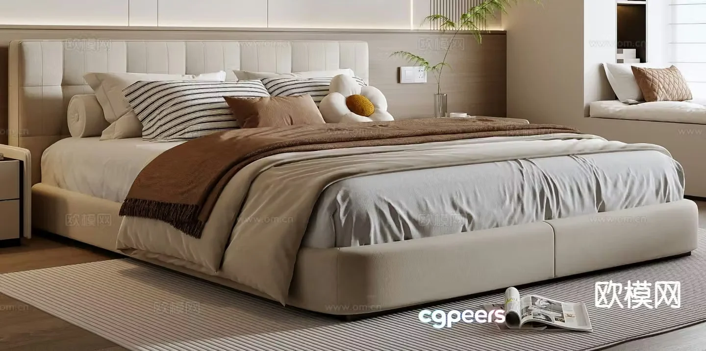 Modern double bed 3d model
