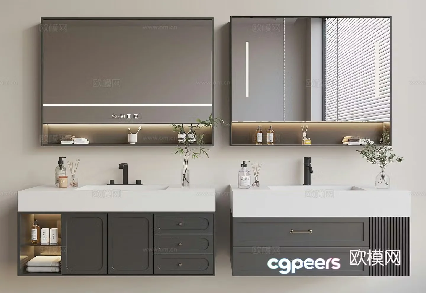 French retro bathroom cabinet 3d model