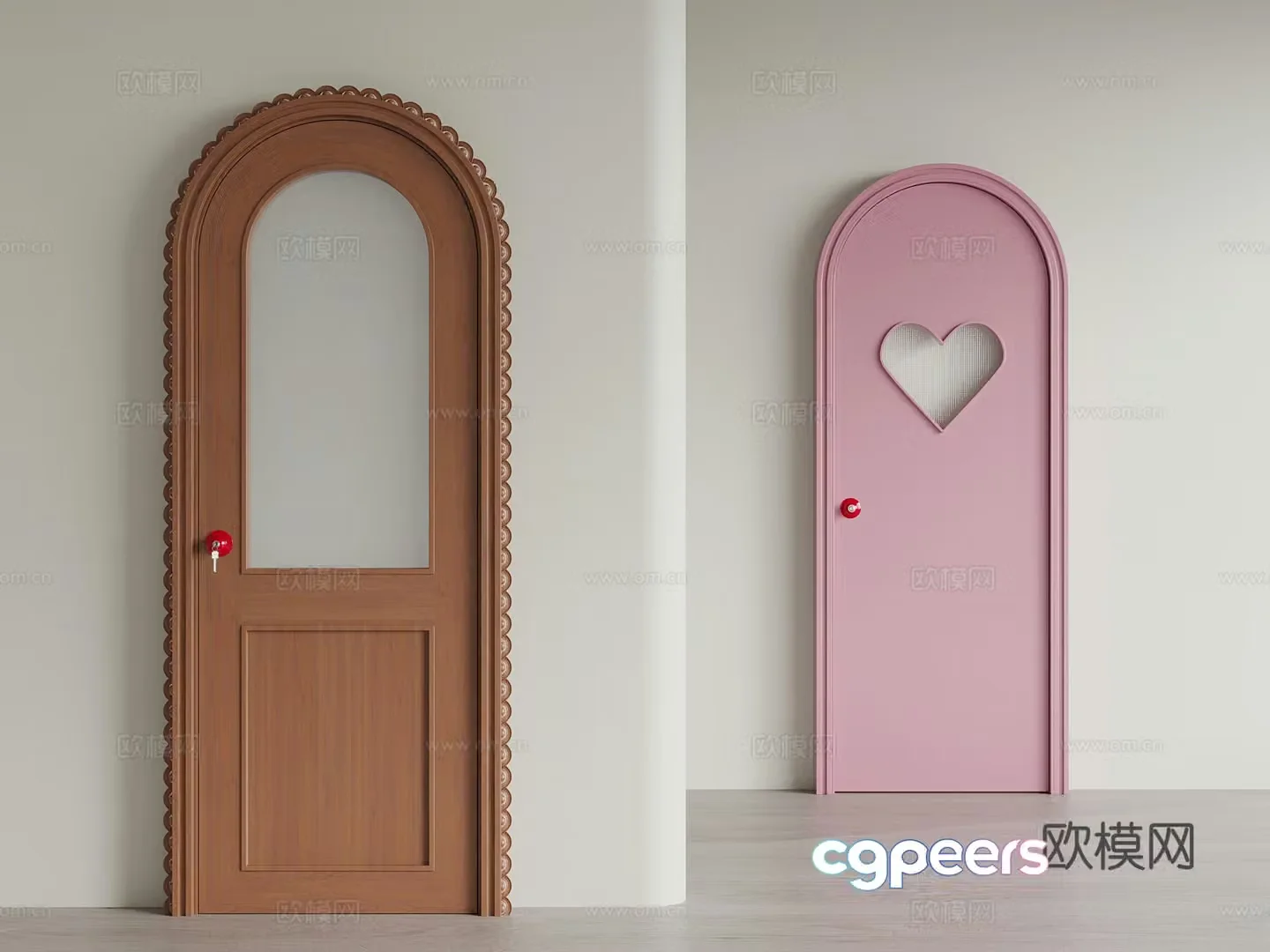 Modern single-open door Memphis single-open door Swing door Arched door Cartoon door 3D model