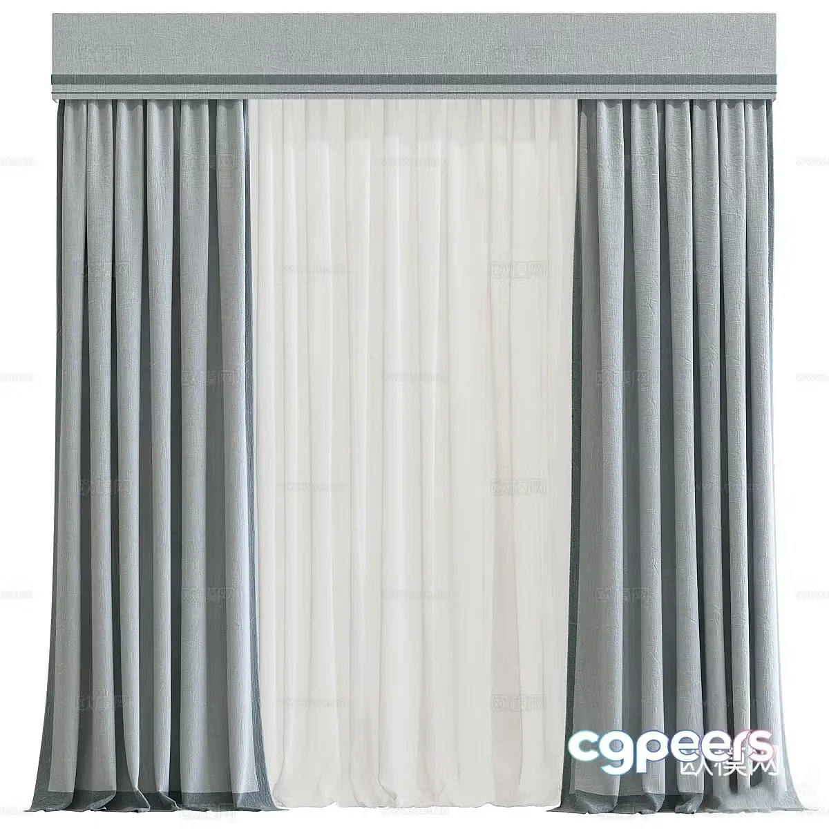 New Chinese style fabric curtain 3D model