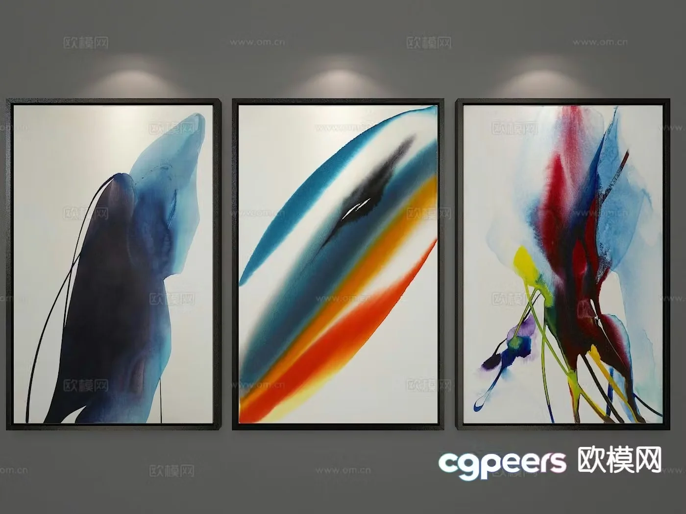 Modern abstract painting colorful hanging painting decorative hanging chart 3D model