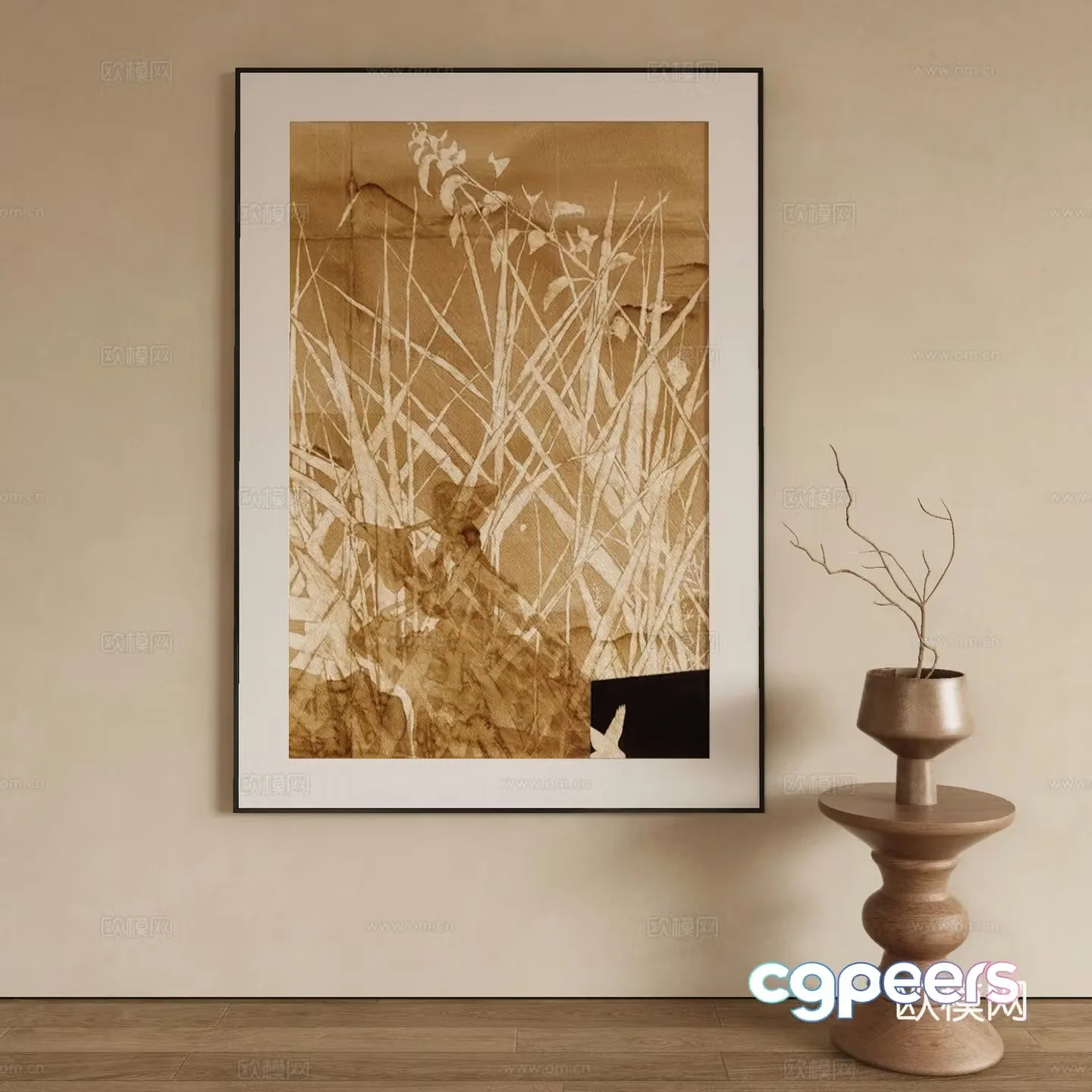Modern botanical painting decorative painting 3d model