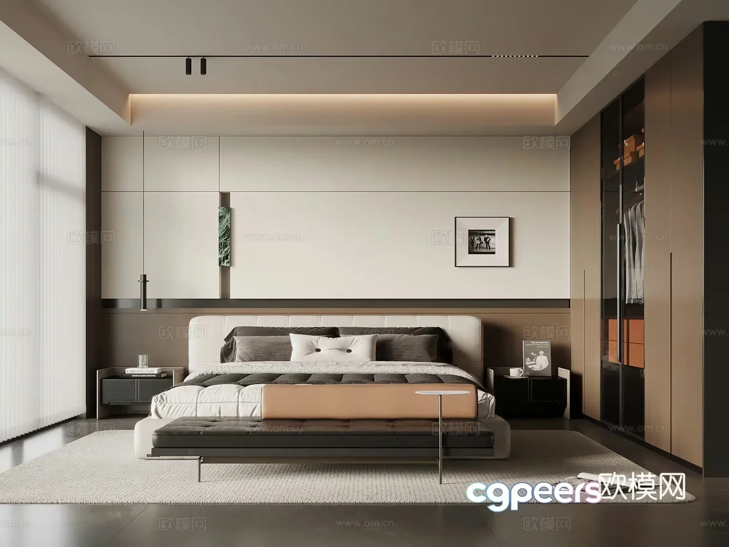 Modern Minimalist Bedroom 3D Model – 8074 – VRAY Render
