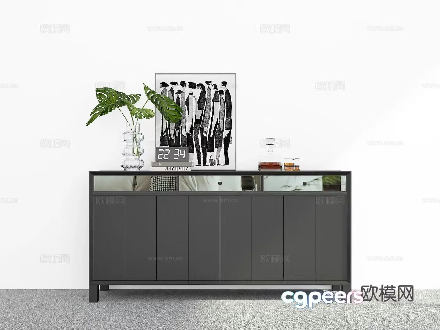 Modern side cabinet entrance cabinet 3d model