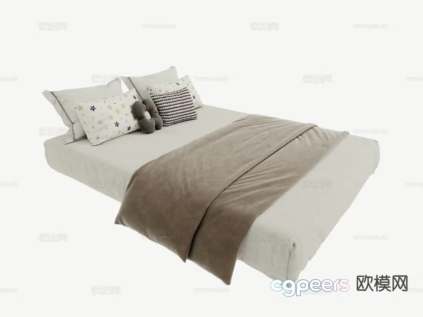 Modern double bed 3d model