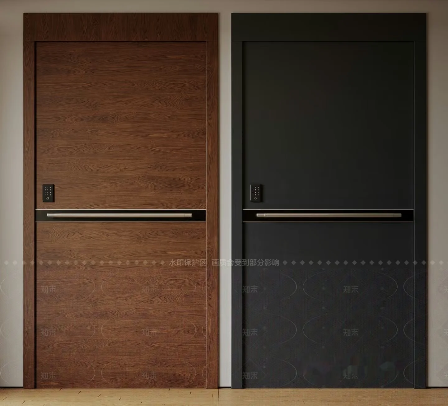 Two Wooden Doors With Silver Handles 3D Model – 2379 – VRAY Render