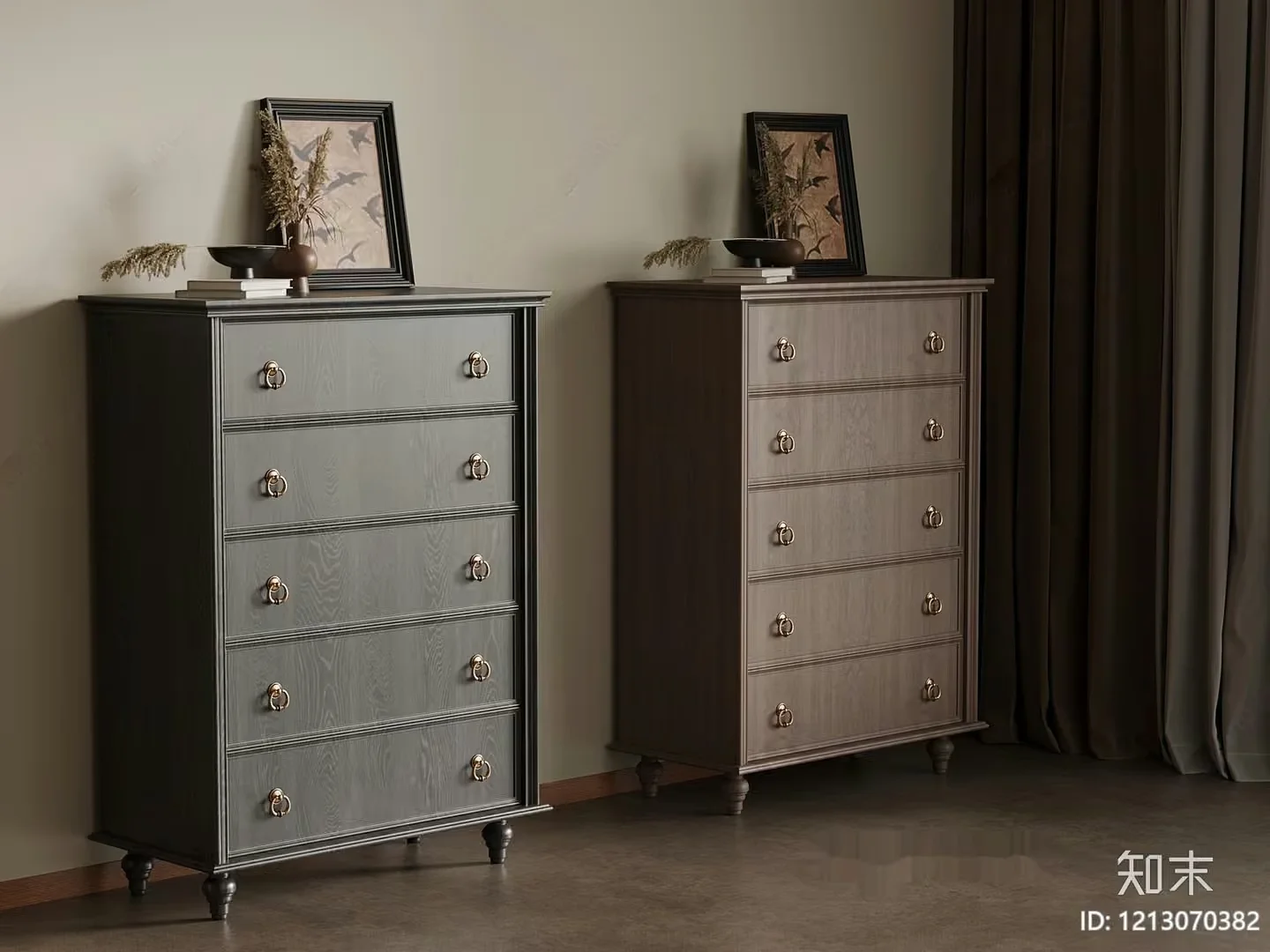 Two Tall Dressers 3D Model – 3398 – VRAY Render